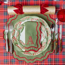 Table Linen Sets | Mrs. Alice Monogram<Mrs. Alice Katherine Green & Red Placemats & Napkins (Set of 4)