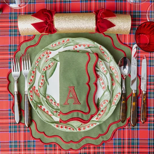 Table Linen Sets | Mrs. Alice Monogram<Mrs. Alice Katherine Green & Red Placemats & Napkins (Set of 4)