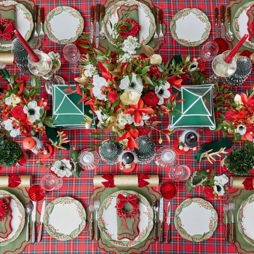 Table Linen Sets | Mrs. Alice Monogram<Mrs. Alice Katherine Green & Red Placemats & Napkins (Set of 4)