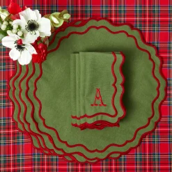 Table Linen Sets | Mrs. Alice Monogram<Mrs. Alice Katherine Green & Red Placemats & Napkins (Set of 4)