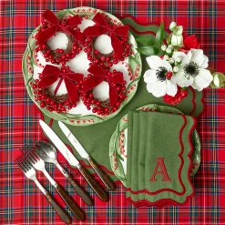 Table Linen Sets | Mrs. Alice Monogram<Mrs. Alice Katherine Green & Red Placemats & Napkins (Set of 4)