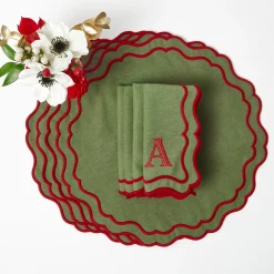 Table Linen Sets | Mrs. Alice Monogram<Mrs. Alice Katherine Green & Red Placemats & Napkins (Set of 4)