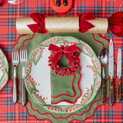 Table Linen Sets | Mrs. Alice Monogram<Mrs. Alice Katherine Green & Red Placemats & Napkins (Set of 4)