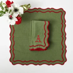 Table Linen Sets | Mrs. Alice Monogram<Mrs. Alice Katherine Green & Red Placemats & Napkins (Set of 4)