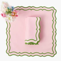 Napkins | Mrs. Alice Monogram<Mrs. Alice Katherine Pink & Green Napkins (Set of 4)