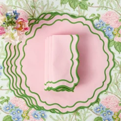 Napkins | Mrs. Alice Monogram<Mrs. Alice Katherine Pink & Green Napkins (Set of 4)