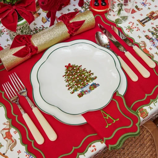 Napkins | Mrs. Alice Monogram<Mrs. Alice Katherine Red & Green Napkins (Set of 4)