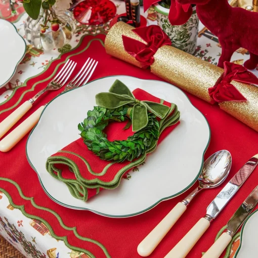 Napkins | Mrs. Alice Monogram<Mrs. Alice Katherine Red & Green Napkins (Set of 4)