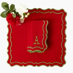 Table Linen Sets | Mrs. Alice Monogram<Mrs. Alice Katherine Red & Green Placemats & Napkins (Set of 4)