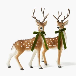 Christmas Decorations<Mrs. Alice Large Green Ribboned Spotted Deer (Pair) - 56cm