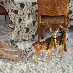 Christmas Decorations<Mrs. Alice Large Green Ribboned Spotted Deer (Pair) - 56cm