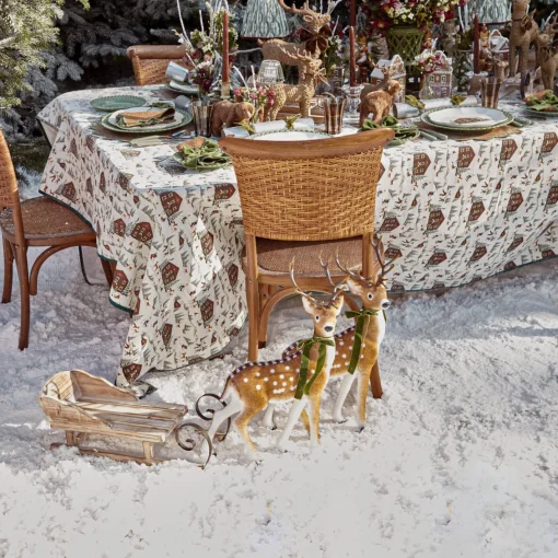 Christmas Decorations<Mrs. Alice Large Green Ribboned Spotted Deer (Pair) - 56cm