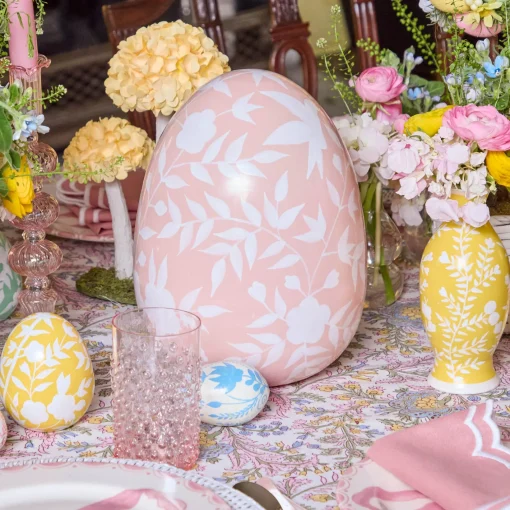 Spring Decorations<Mrs. Alice Large Pink Floral Tole Egg