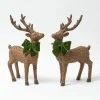 Christmas Decorations<Mrs. Alice Large Rattan Reindeer with Green Velvet Bows (Pair) - 40cm