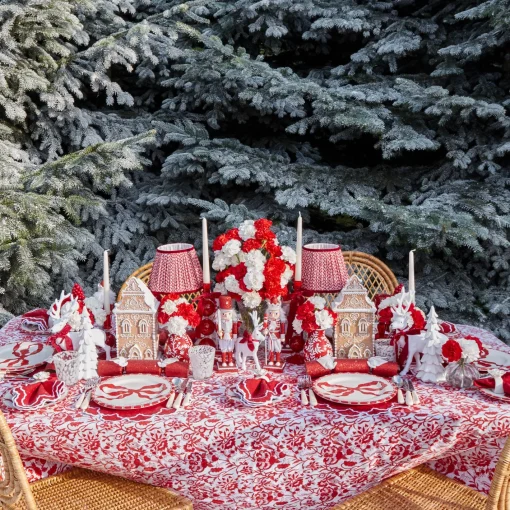 Christmas Decorations<Mrs. Alice Large White Flocked Reindeer with Velvet Bows (Pair)