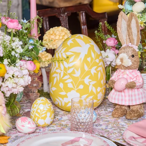 Spring Decorations<Mrs. Alice Large Yellow Floral Tole Egg
