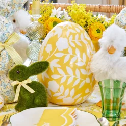 Spring Decorations<Mrs. Alice Large Yellow Floral Tole Egg
