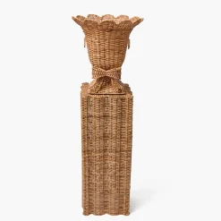 Vases | Vases & Planters<Mrs. Alice Liliana Bow Scalloped Rattan Urn & Pedestal