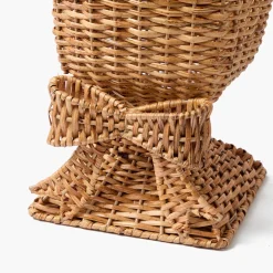 Vases | Vases & Planters<Mrs. Alice Liliana Bow Scalloped Rattan Urn & Pedestal
