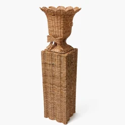 Vases | Vases & Planters<Mrs. Alice Liliana Bow Scalloped Rattan Urn & Pedestal