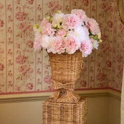 Vases | Vases & Planters<Mrs. Alice Liliana Bow Scalloped Rattan Urn & Pedestal