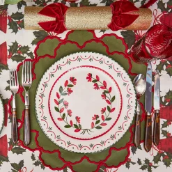 Napkins | Mrs. Alice Monogram<Mrs. Alice Lily Green & Red Napkins (Set of 4)