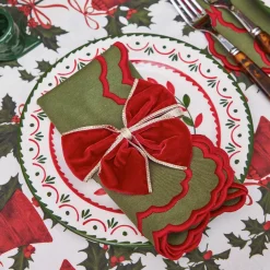 Napkins | Mrs. Alice Monogram<Mrs. Alice Lily Green & Red Napkins (Set of 4)