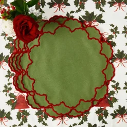 Placemats<Mrs. Alice Lily Green & Red Placemats (Set of 4)