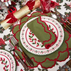 Placemats<Mrs. Alice Lily Green & Red Placemats (Set of 4)