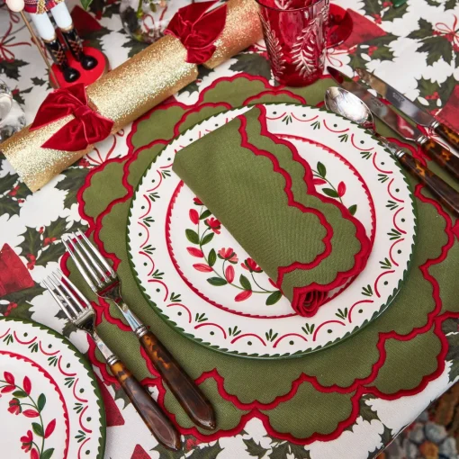 Placemats<Mrs. Alice Lily Green & Red Placemats (Set of 4)