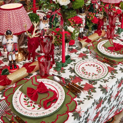 Placemats<Mrs. Alice Lily Green & Red Placemats (Set of 4)