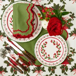 Placemats<Mrs. Alice Lily Green & Red Placemats (Set of 4)