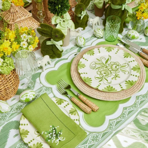 Napkins | For Her<Mrs. Alice Lily of the Valley Green Linen Napkins (Set of 4)