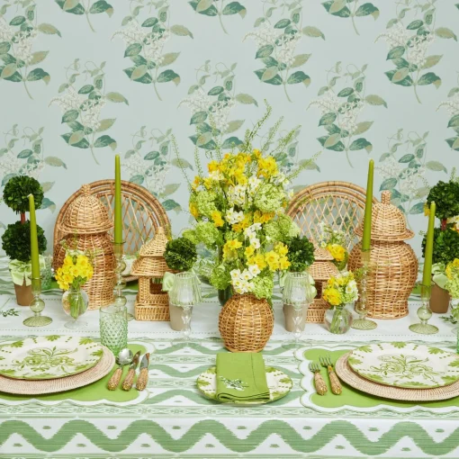 Napkins | For Her<Mrs. Alice Lily of the Valley Green Linen Napkins (Set of 4)