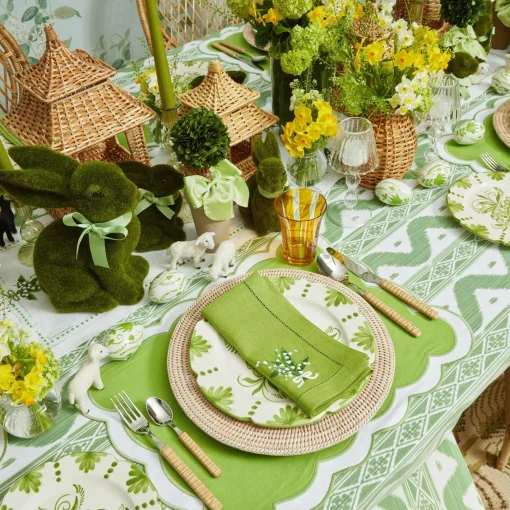 Napkins | For Her<Mrs. Alice Lily of the Valley Green Linen Napkins (Set of 4)