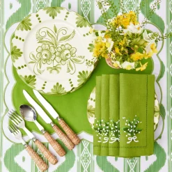 Napkins | For Her<Mrs. Alice Lily of the Valley Green Linen Napkins (Set of 4)