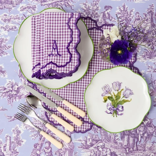 Napkins | Mrs. Alice Monogram<Mrs. Alice Lily Purple Gingham Napkins (Set of 4)