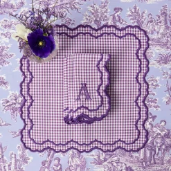 Napkins | Mrs. Alice Monogram<Mrs. Alice Lily Purple Gingham Napkins (Set of 4)