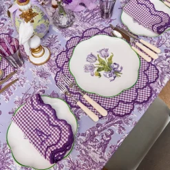 Napkins | Mrs. Alice Monogram<Mrs. Alice Lily Purple Gingham Napkins (Set of 4)