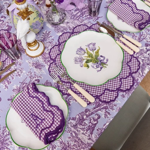Napkins | Mrs. Alice Monogram<Mrs. Alice Lily Purple Gingham Napkins (Set of 4)