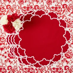 Placemats<Mrs. Alice Lily Red & White Placemats (Set of 4)