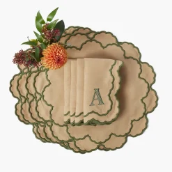 Placemats<Mrs. Alice Lily Sand & Green Placemats (Set of 4)