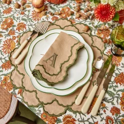 Placemats<Mrs. Alice Lily Sand & Green Placemats (Set of 4)