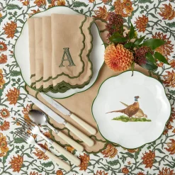 Placemats<Mrs. Alice Lily Sand & Green Placemats (Set of 4)