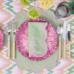Summer Table Linen | Placemats<Mrs. Alice Lily Soft Green & Pink Placemats (Set of 4)