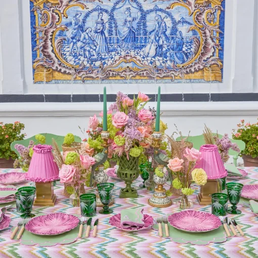 Summer Table Linen | Placemats<Mrs. Alice Lily Soft Green & Pink Placemats (Set of 4)