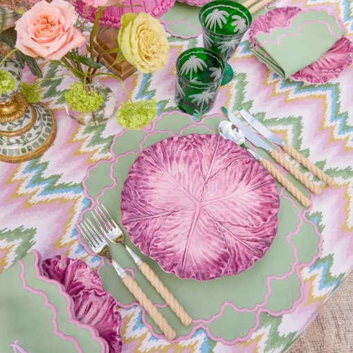 Summer Table Linen | Placemats<Mrs. Alice Lily Soft Green & Pink Placemats (Set of 4)