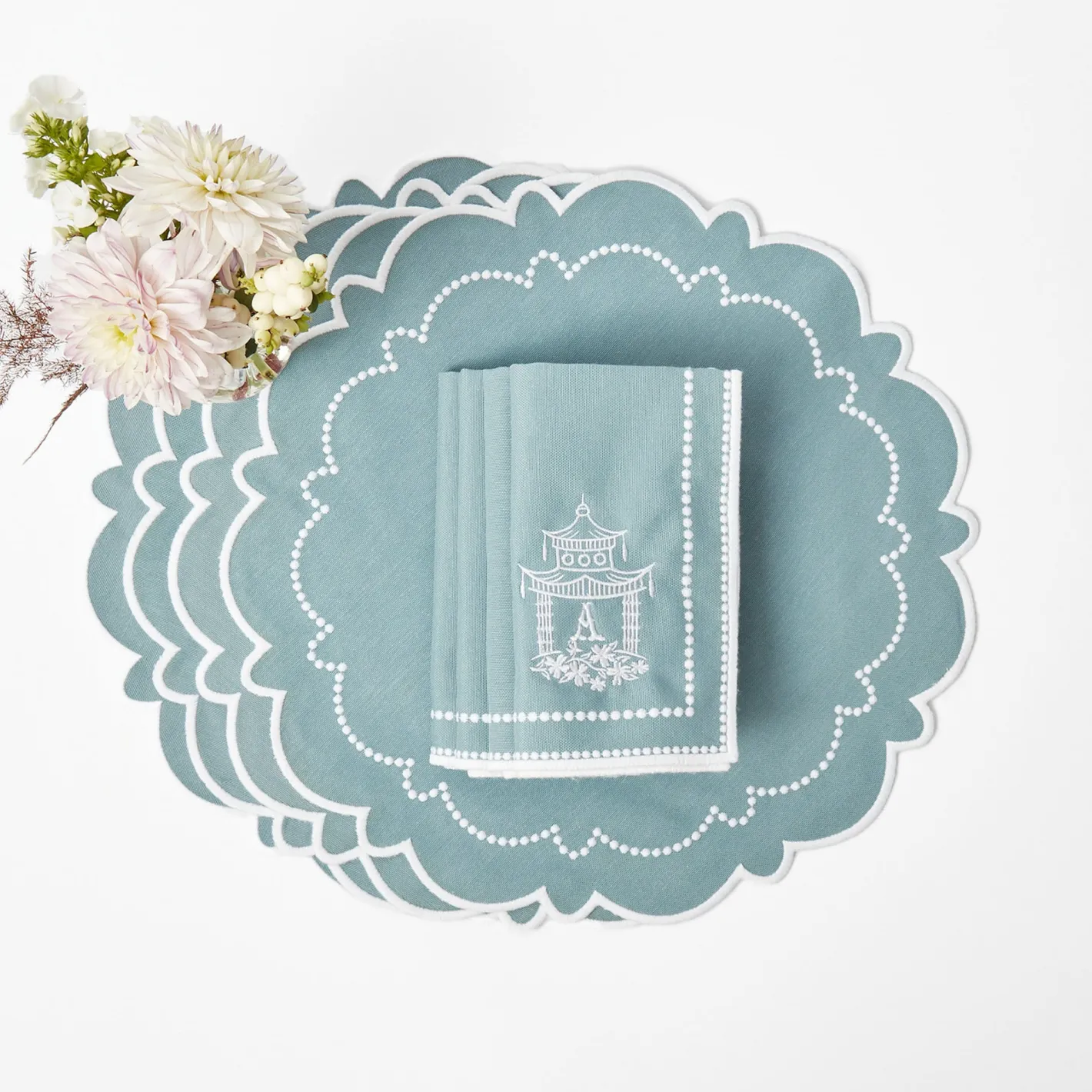 Table Linen Sets | Mrs. Alice Monogram<Mrs. Alice Mariana Duck Egg Placemats & Napkins (Set of 4)