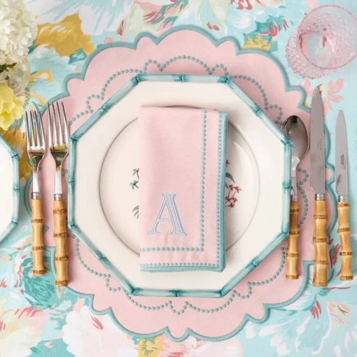 Summer Table Linen | Napkins<Mrs. Alice Mariana Pink & Duck Egg Napkins (Set of 4)