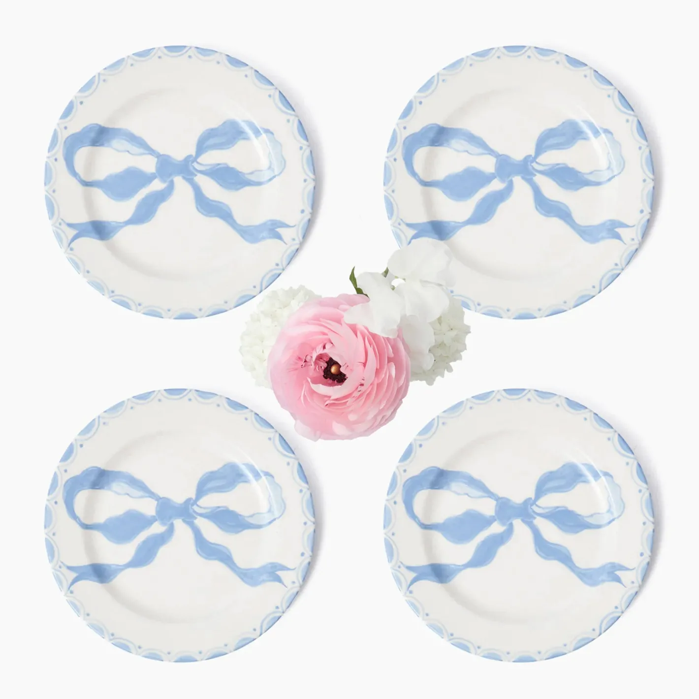Summer Crockery | Starter Plates<Mrs. Alice Marilyn Blue Bow Starter Plates (Set of 4)